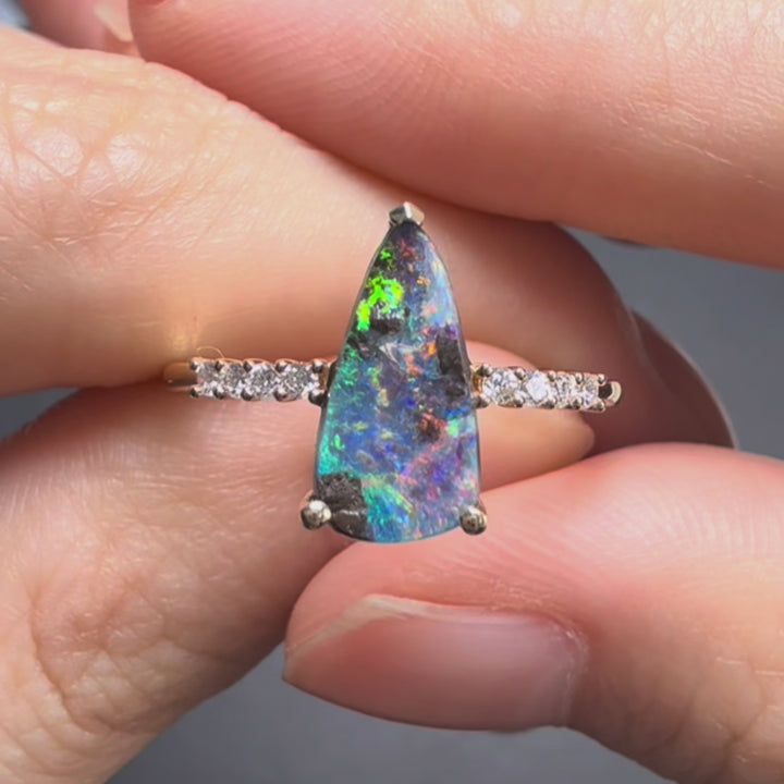 Artcanvas Boulder Opal & Diamond Engagement Ring