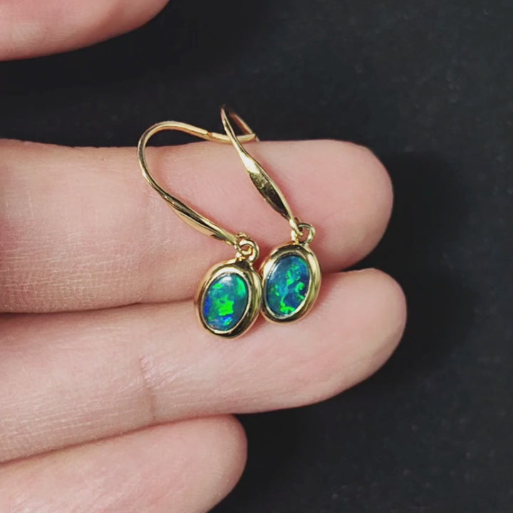 Oval Opal Drop Earrings