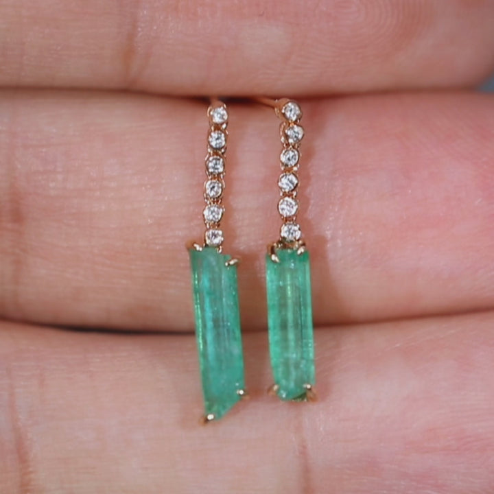 Colombian Emerald Diamond Drop Earrings