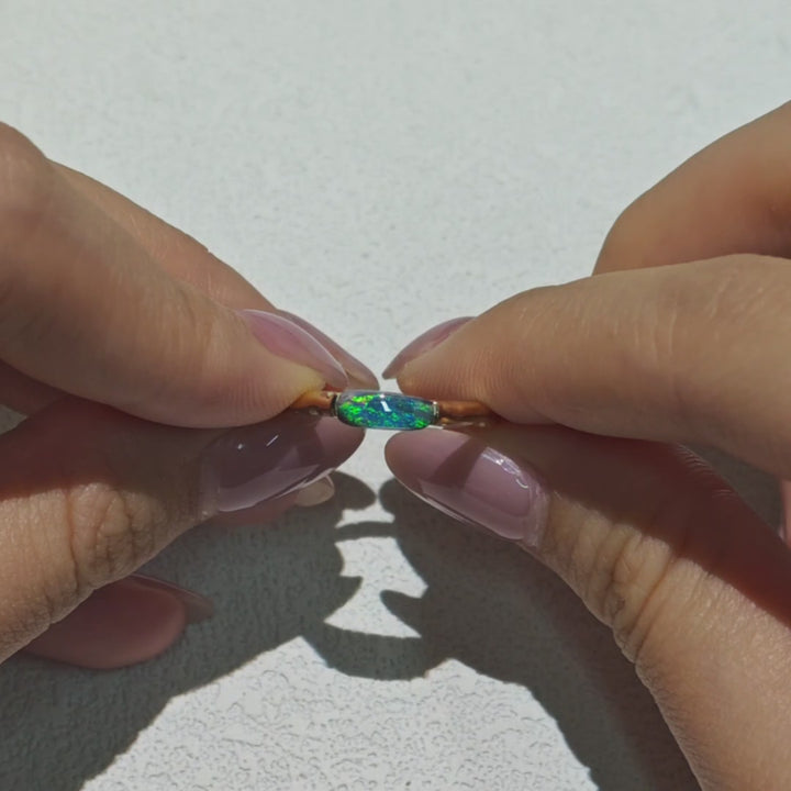 Blue Australian Boulder Opal Wave Band