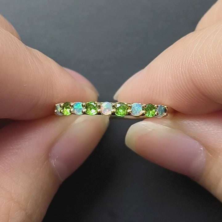 Alternating Opal & Tsavorite Stackable Band