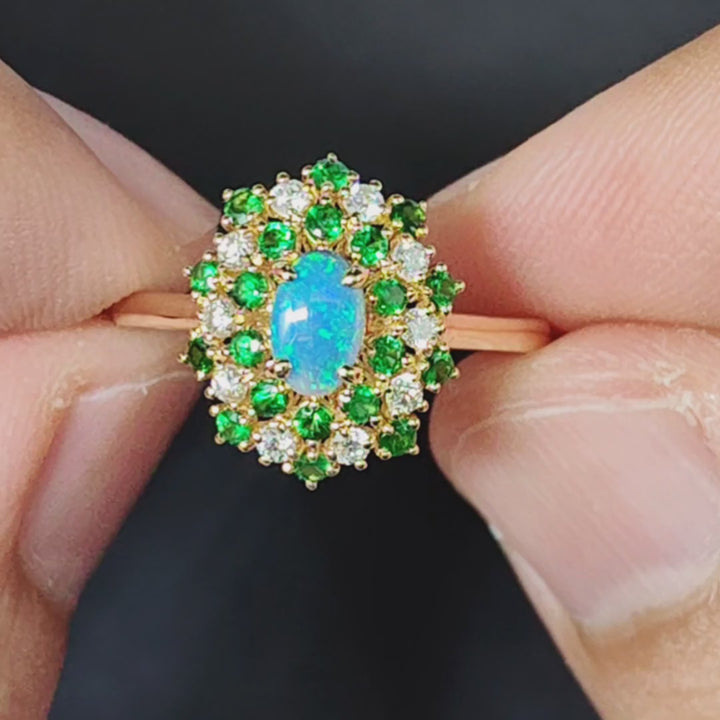 Fireworks - Black Opal Diamond Engagement Ring