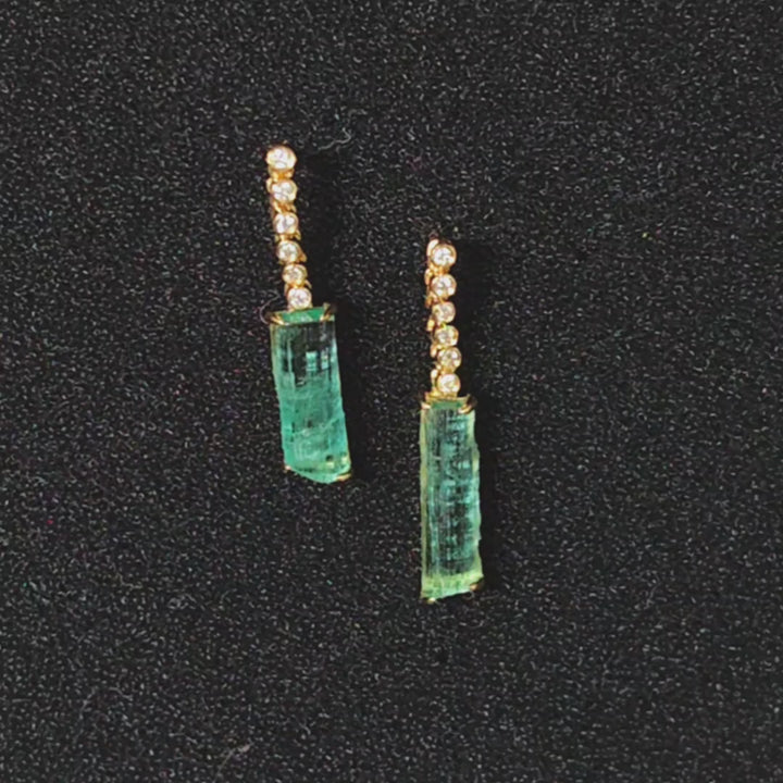 Colombian Emerald Diamond Drop Earrings