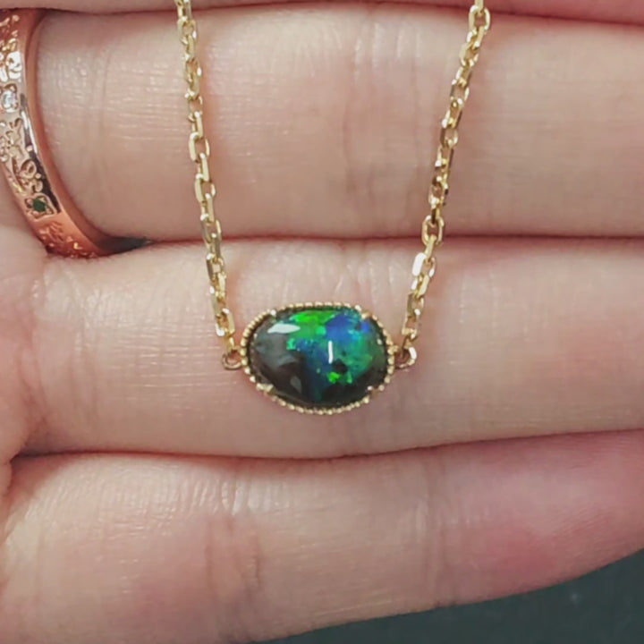 Minimalist Australian Boulder Opal Bracelet in 14K Yellow Gold