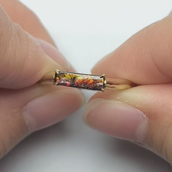 Red Australian Boulder Opal Wave Band