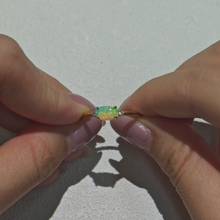 Australian Solid Opal Diamond Engagement Ring