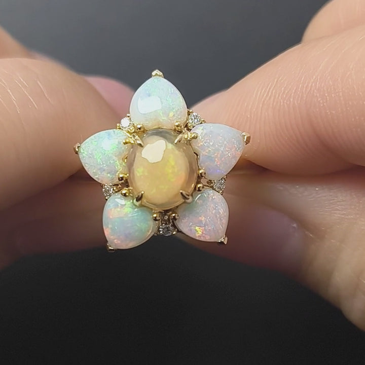 You Are in My Heart - Fire Opal Diamond Engagement Ring