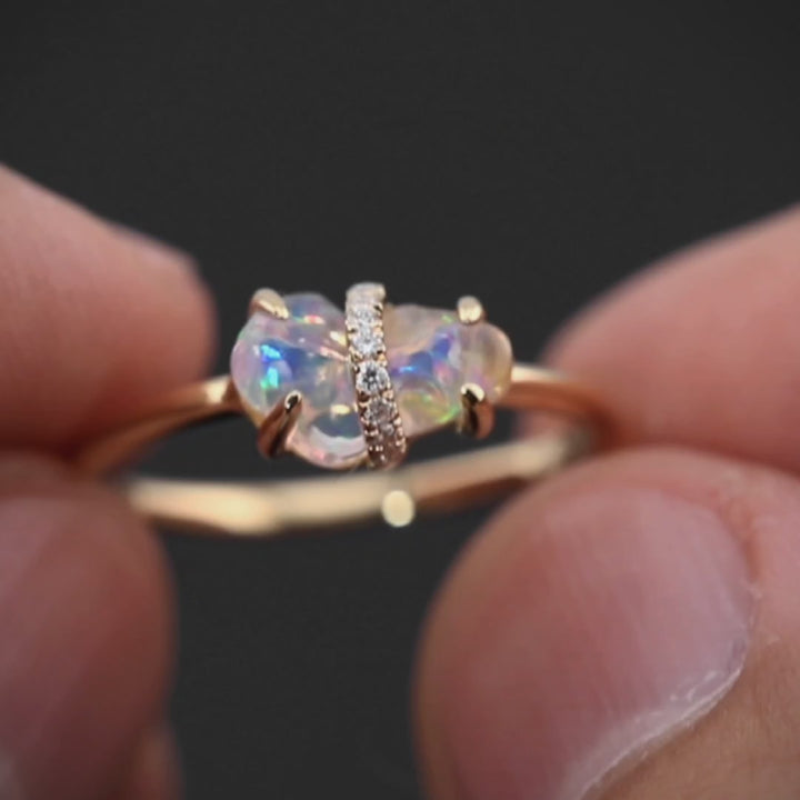 Beautiful Play of Color Fire Opal Engagement Ring