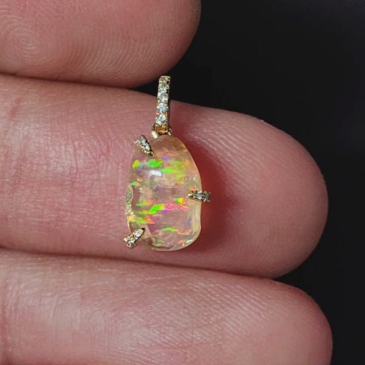 Stunning Fire Opal Diamond Necklace