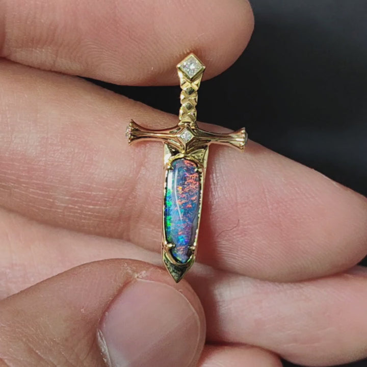 Knight Sword Opal Necklace