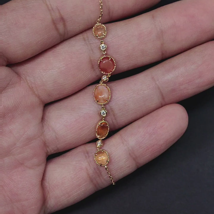 Fire Opal Diamond Bracelet