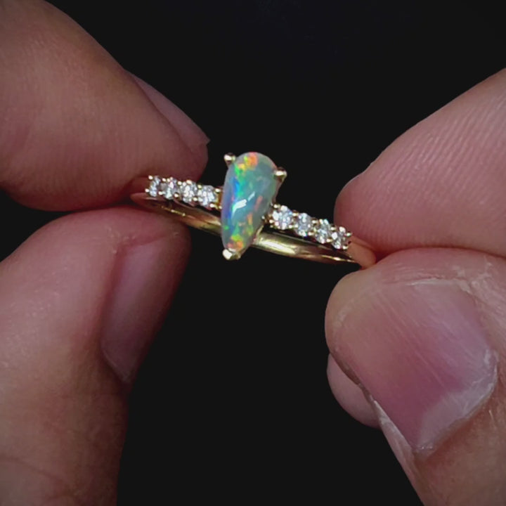 Stylish Black Opal Diamond Engagement Ring