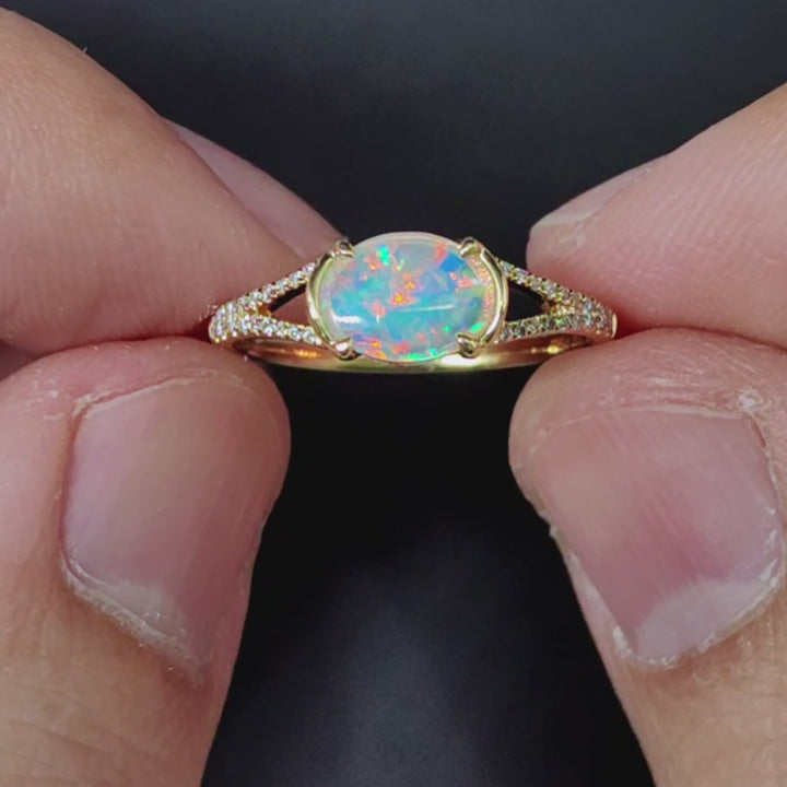 Solid Opal Split Shank Engagement Ring