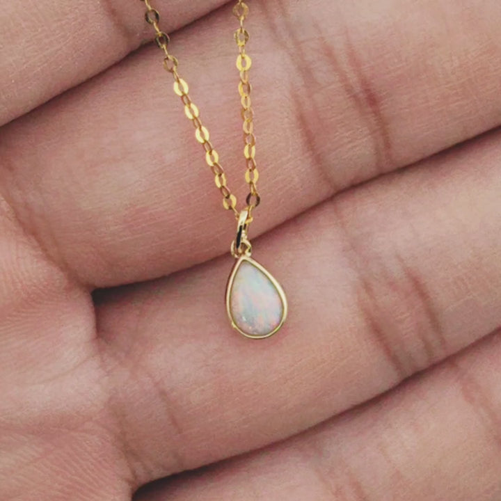 Small Pear Shaped Opal Necklace