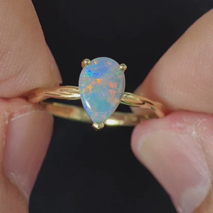 Pear Shaped Black Opal Twist Band 