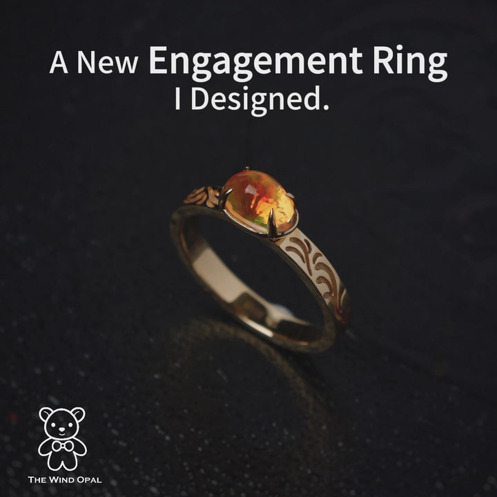 Ornamental Filigree Fire Opal Engagement Ring
