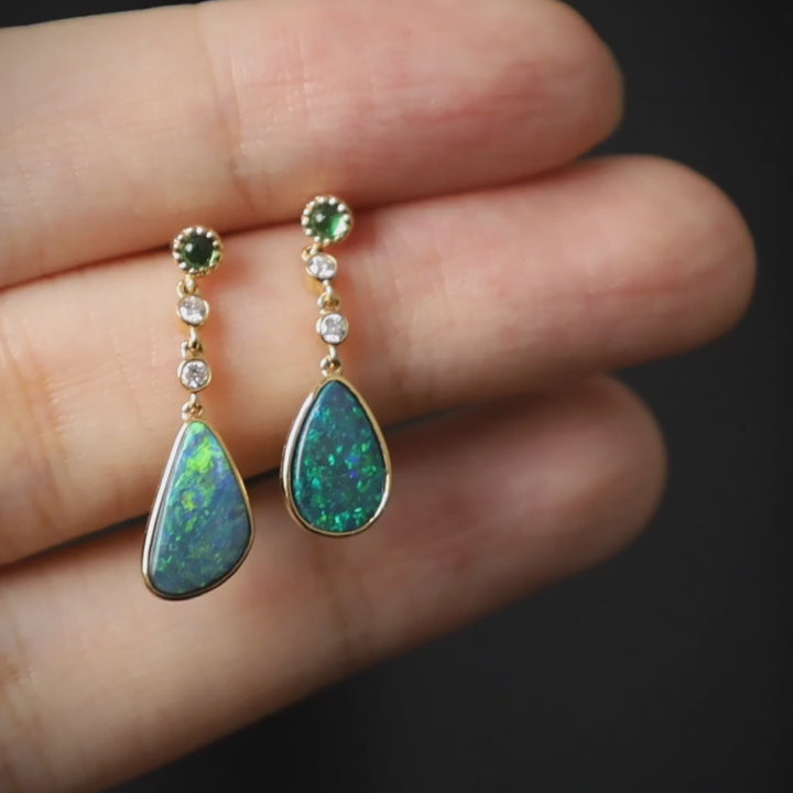 Black Opal Diamond Drop Earrings