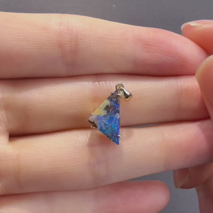 Triangle Shaped Boulder Opal Necklace