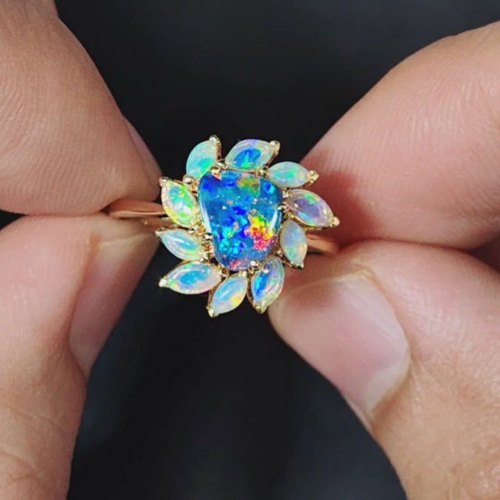 Doublet Opal White Opal Engagement Ring