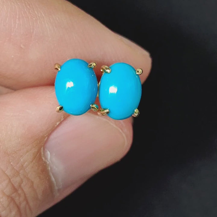 Oval Shaped Turquoise Stud Earrings