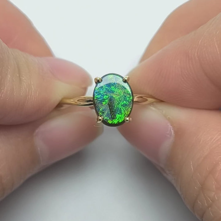 Boulder Opal Twist Band Engagement Ring