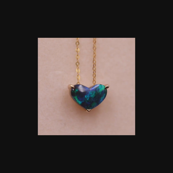Heart Black Opal Pendant