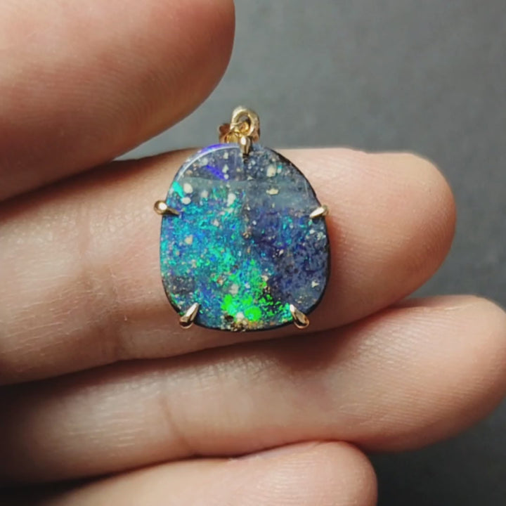 Raw Australian Boulder Opal Necklace