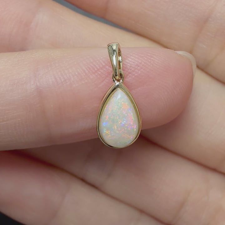 Pear Shaped Solid Opal Necklace