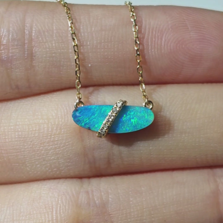 Australian Boulder Opal & Diamond Necklace