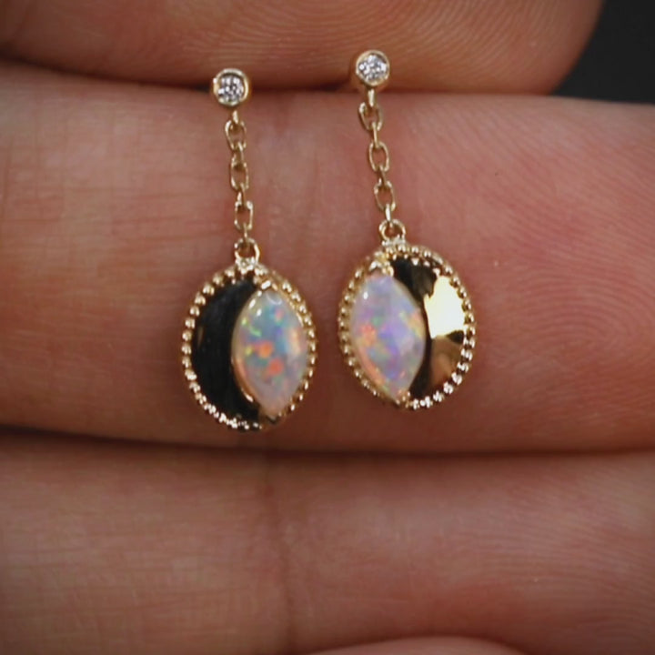 Drop Earrings with Diamond Opal