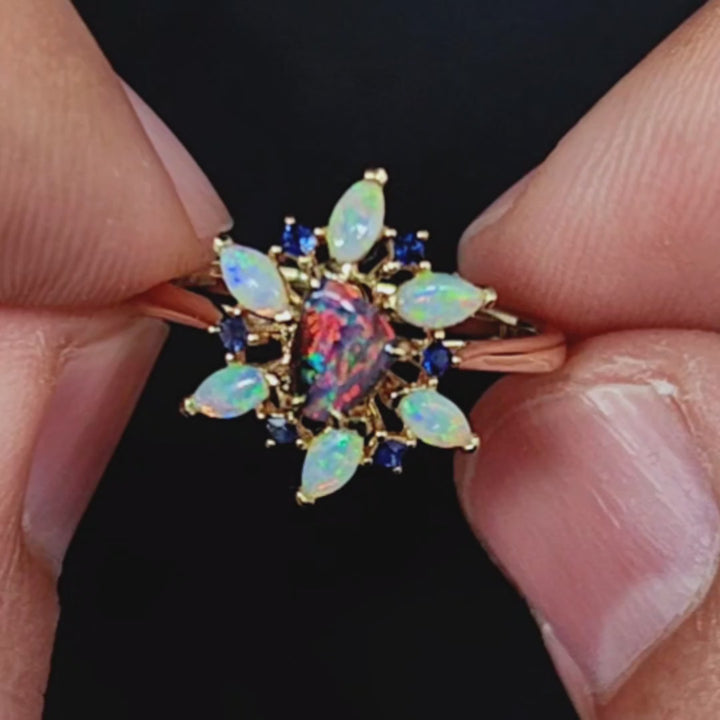 Fire Works Opal Sapphire Engagement Ring