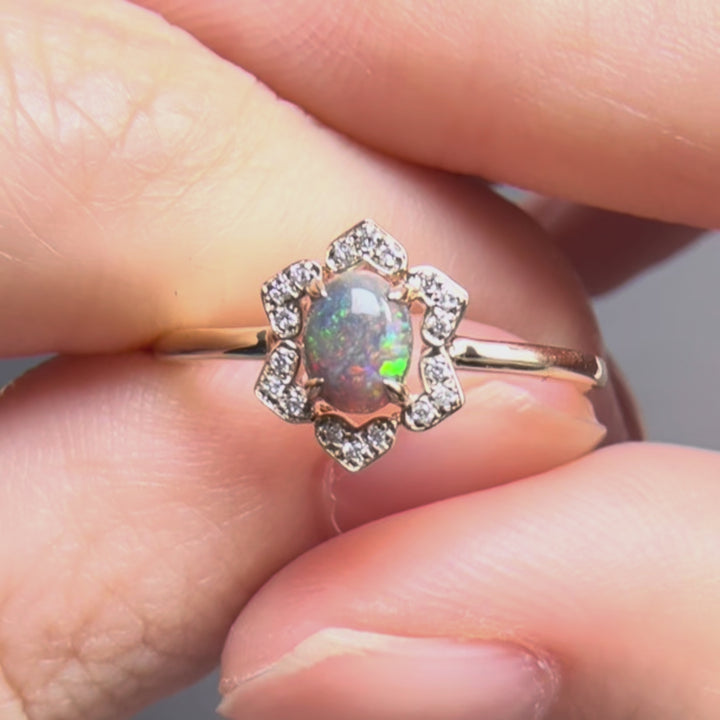 In My Heart - Black Opal Diamond Engagement Ring