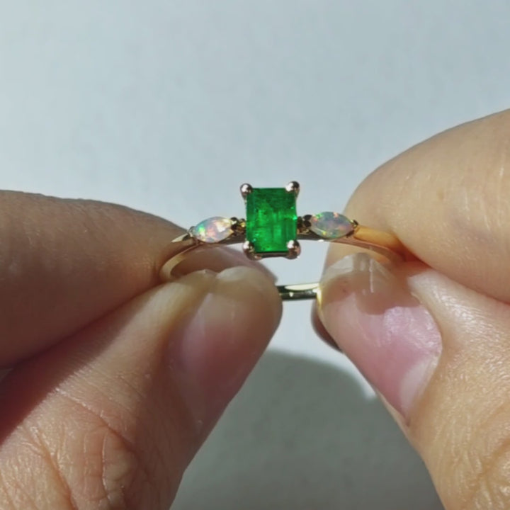 Emerald & Opal Engagement Ring