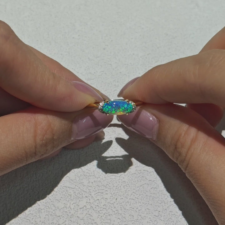 Black Opal & Diamond Engagement Ring