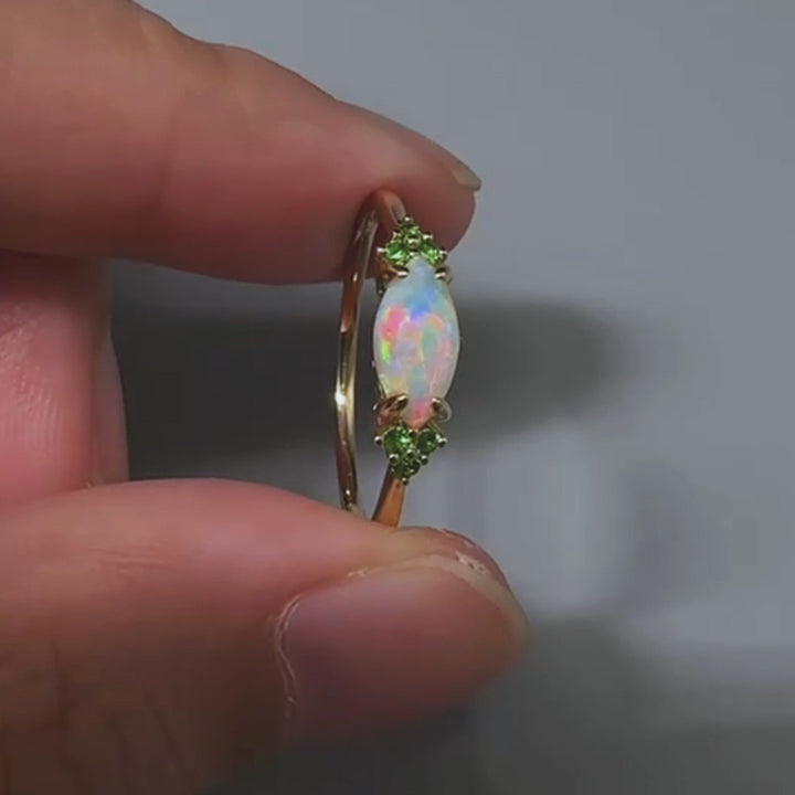 Marquise Opal Tsavorite Engagement Ring