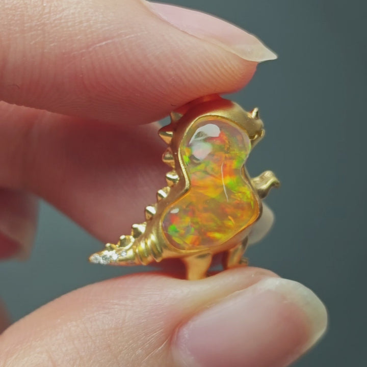 Mexican Fire Opal Diamond Necklace 18K