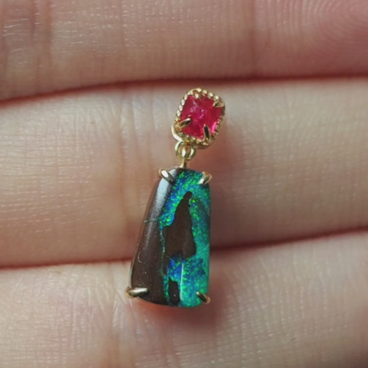Pink Spinel & Australian Boulder Opal Necklace