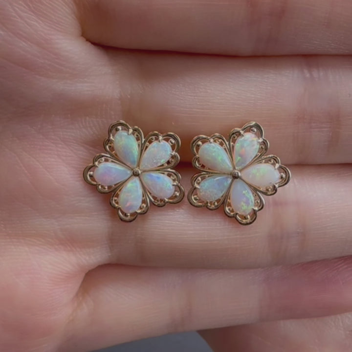 Australian Opal Blossom Stud Earrings