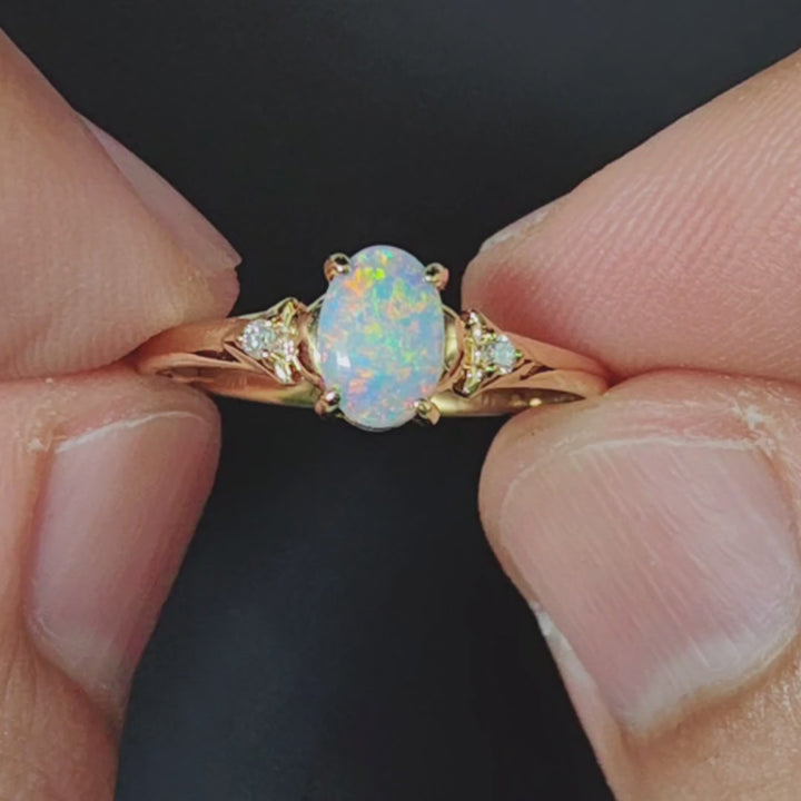 Black Opal Diamond Engagement Wedding Ring