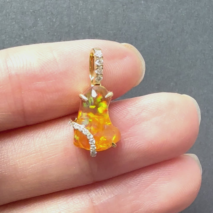 Stunning Fire Opal & Diamond Necklace