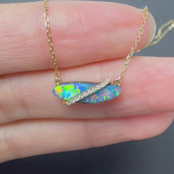Boulder Opal & Diamond Necklace