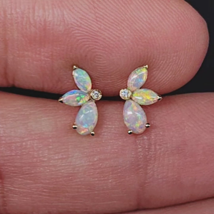 Butterfly Opal Diamond Earrings