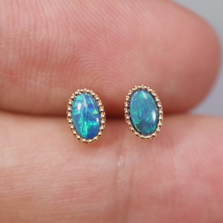 Minimalist Australian Doublet Opal Earrings