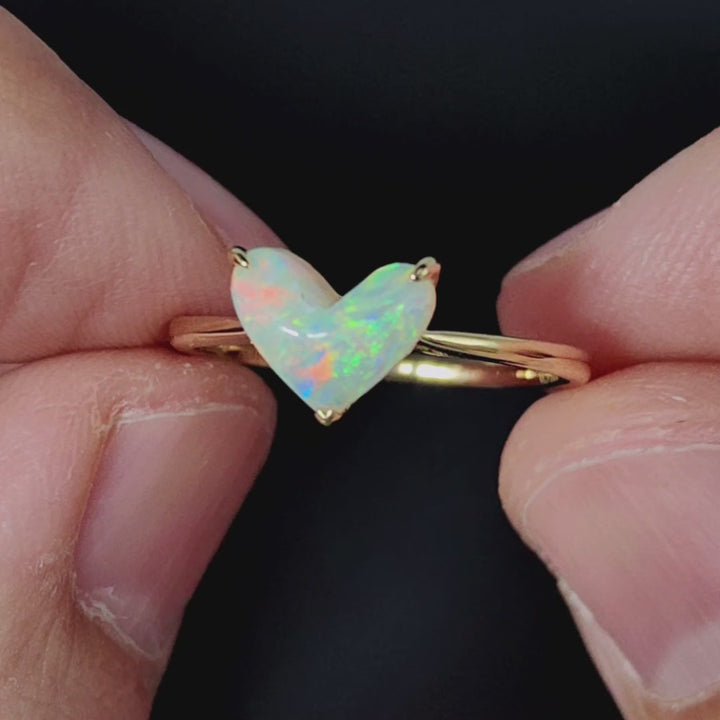 Heart Shaped Opal Engagement Ring