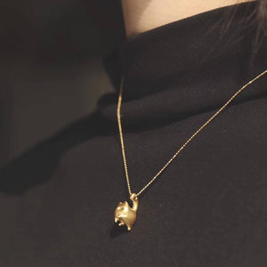 You Have the Balls - Adorable Kitty Cat Pendant Necklace 24K Yellow Gold - The Wind Opal