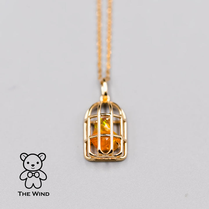 Bird Cage Fire Opal Necklace
