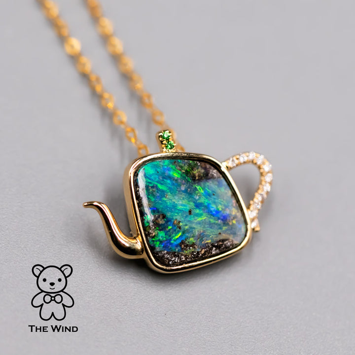 Teapot Opal Diamond Necklace-1