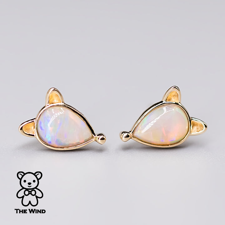 Little Fox Australian Solid Opal Stud Earrings-3