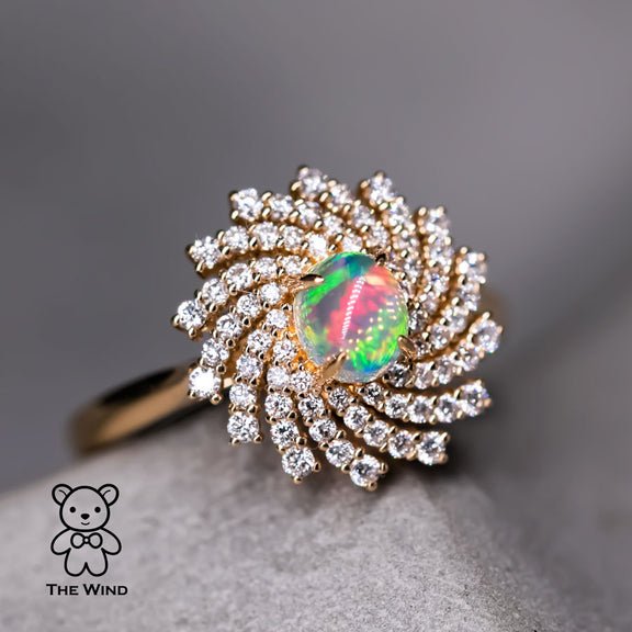 La Galaxia - Vivid Opal & Diamond Engagement Ring 18K Gold | The Wind