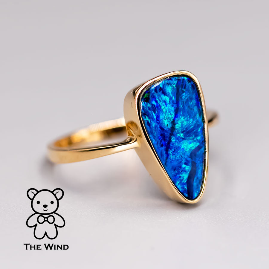 Bright Australian Doublet Opal Ring